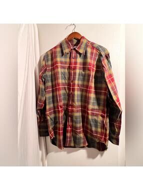 Brooks Brothers Green/Red Plaid Long Sleeve Button Down Size Medium Excellent